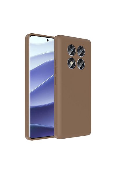 MRCİLETİSİM Xiaomi Redmi Note 14 Pro 4g Case with Hidden Card Holder Compartment Colorful Silicone Brown Cover Vitra