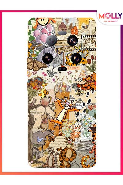 Molly Xiaomi Mi 13 Ultra İçin Siyah Pooh Vintage Desenli Silikon Kılıf