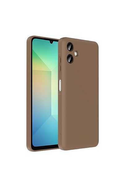 MRCİLETİSİM Samsung Galaxy A06 Case with Hidden Card Holder Compartment Colorful Silicone Brown Cover Vitra