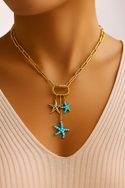 Enjoy Vip Chain Necklace with Gold Colored Starfish Detail