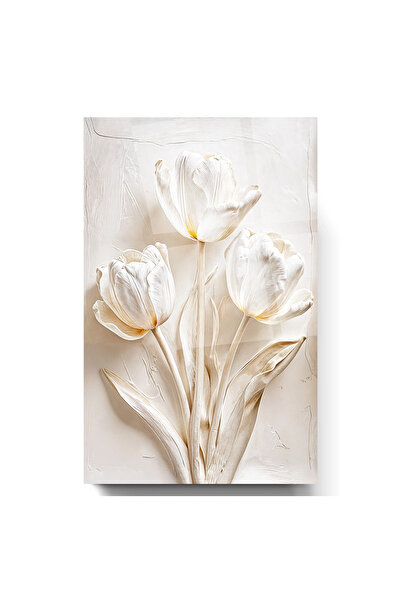 EMYA HOME Beyaz Lale Cam Tablo