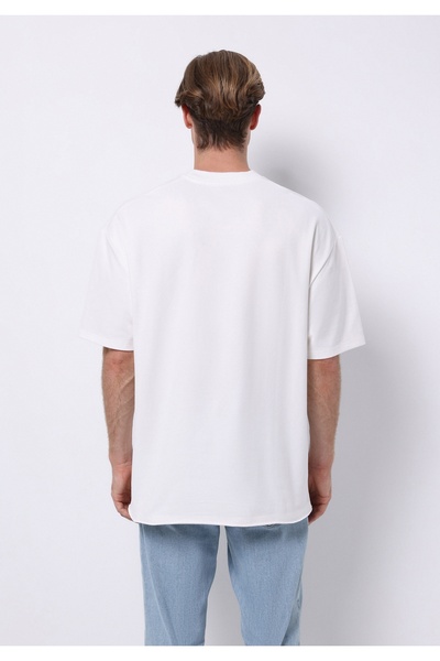 Colin's Oversize Fit Round Neck Plain Men's White Short Sleeve T-Shirt