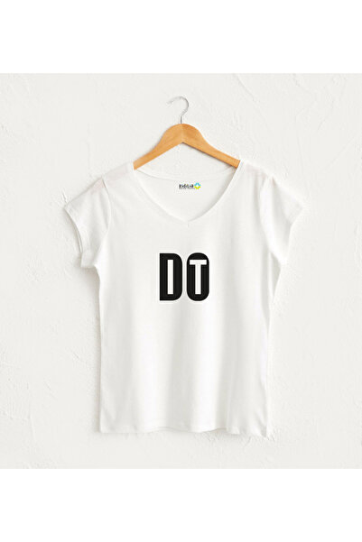 Kidilia تي شيرت نسائي مكتوب عليه Do It برقبة على شكل حرف V مصنوع من القطن بنس...