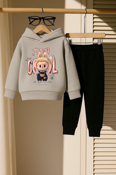 New Shine Gray Labubu I'M Cool Printed Sweatshirt