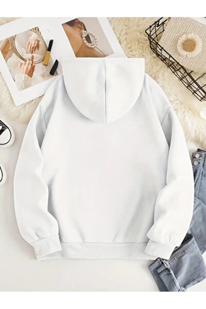 Flood Of Style Hanorac alb unisex White Airplane cu imprimeu 3 Thread K cu glugă