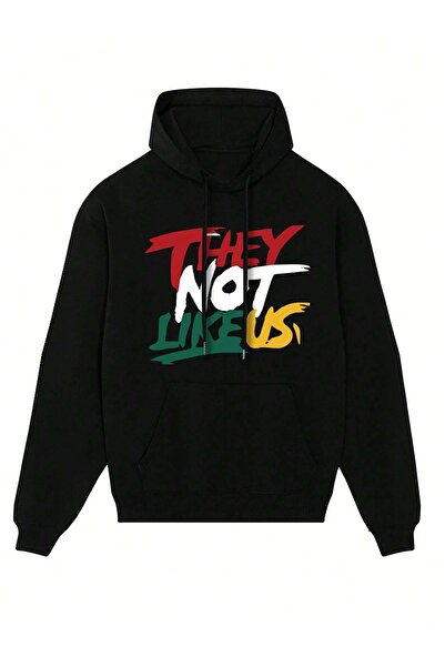 Flood Of Style Black Men's Black They Not Like Us Printed 3 Thread Hooded Hoodie