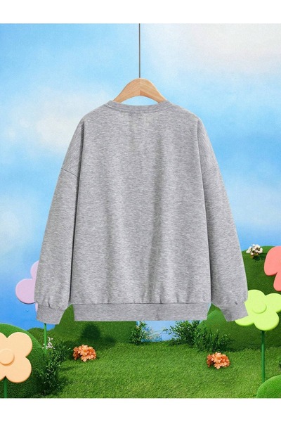 Flood Of Style Gray Unisex Gray Teletabi Laa-Laa Printed Crew Neck Oversize