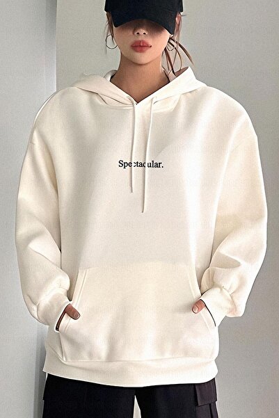 Flood Of Style Λευκό γυναικείο μπλουζάκι με κουκούλα Spectacular με τύπωμα με...