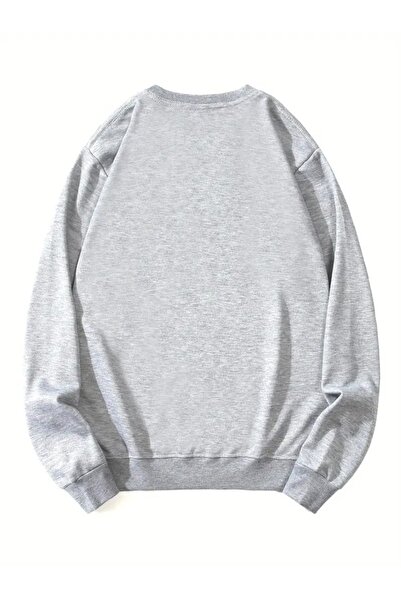 Flood Of Style Gray Women's Gray Cassette Flower Pot Printed Crew Neck Oversize