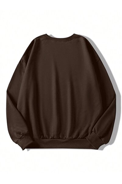 Flood Of Style Brown Women's Brown Logo Smile Printed Oversize