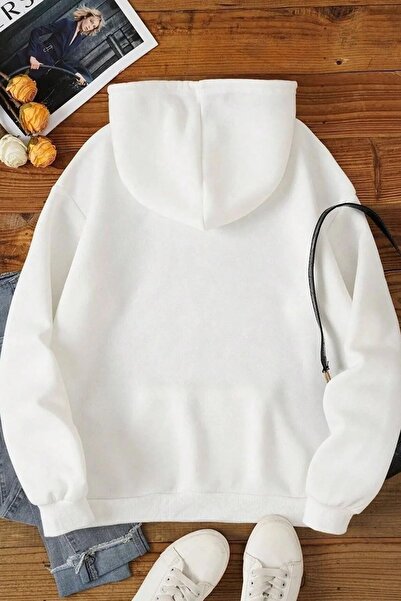 Flood Of Style Hanorac alb unisex alb Mr Beast cu imprimeu 3 Thread K cu glugă