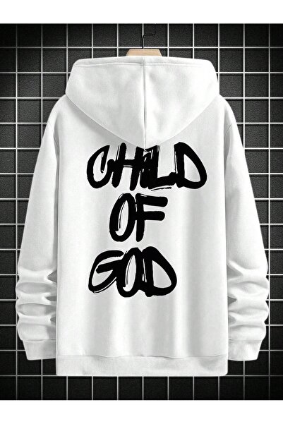 Flood Of Style Hanorac alb pentru băiat Child Of God cu imprimeu 3 Thread K cu glugă