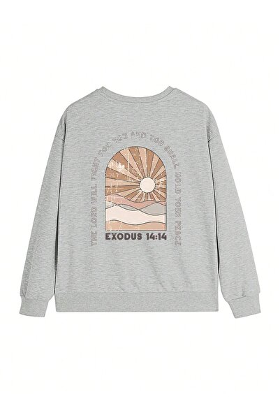 Flood Of Style Gri pentru femei Gri Exodus 14 cu imprimeu supradimensionat guler rotund