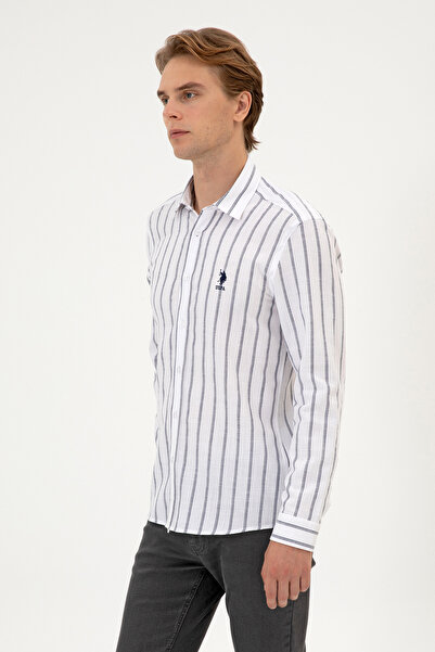 U.S. Polo Assn. Men's White Long Sleeve Shirt 50316563-Vr013