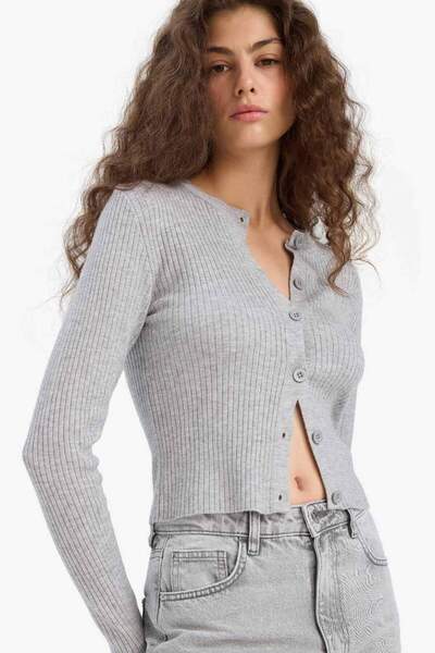 DeFacto New Season Regular Fit Crew Neck Knitwear Cardigan