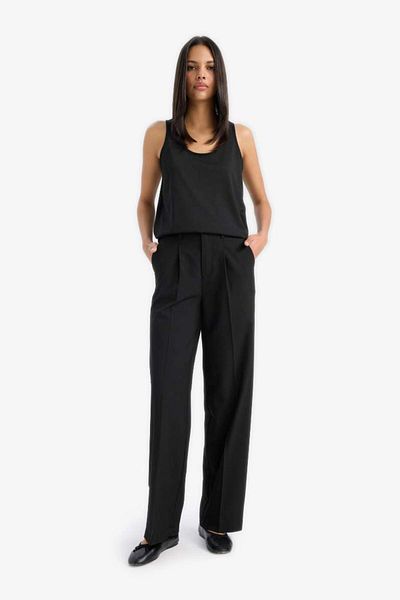 DeFacto New Season Regular Fit Basic Plain Round Neck Black Undershirt