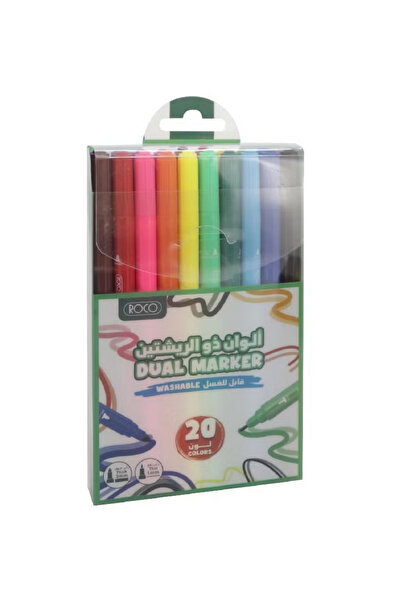 Roco قلم تحديد قابل للغسل، عريض/رفيع، ذو رأسين - ألوان متنوعة