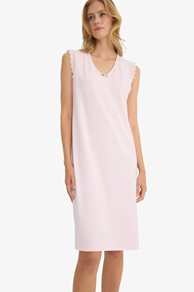 DeFacto Regular Fit V Yaka Kolsuz Gecelik-Fall in Love F7001AX25AU