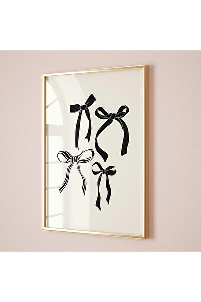 512 STORE Estetik Tasarım Siyah Kurdele Modern Duvar Dekor Çerçevesiz Poster ...
