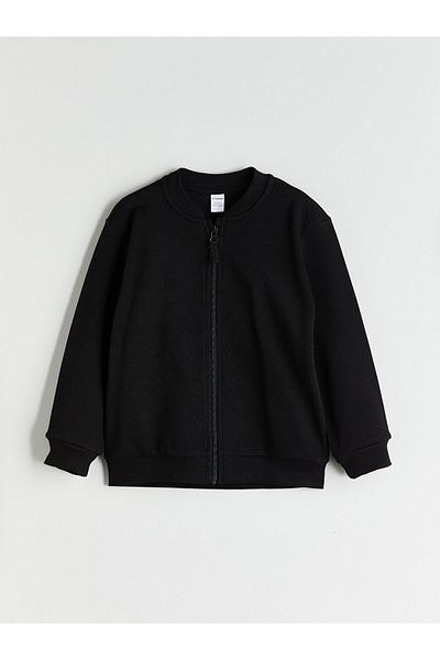 LC Waikiki New Season College Collar Long Sleeve Basic Boy's Zippered Sweatshirt