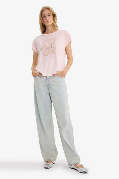 DeFacto New Season Crew Neck Floral Short Sleeve T-Shirt