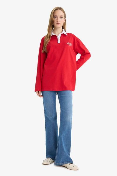 DeFacto New Season Regular Fit Polo Neck Embroidered Long Sleeve Tunic