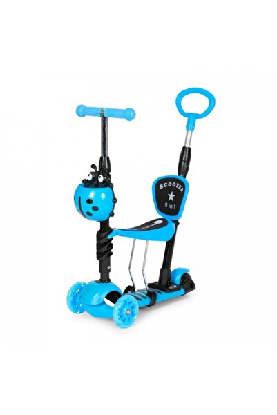 Ecotoys Trotineta 5 in 1 cu sezut si 3 roti cu LED YM-SW-6 Albastru