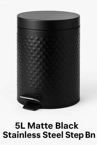 TSUMAB 5L Matte Black Stainless Steel Step Bin