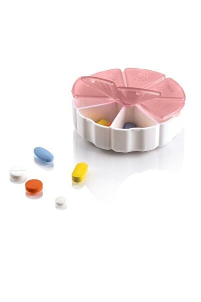 Genel Markalar Pembe Haftalık İlaç Kutusu Yuvarlak İlaç Saklama Kutusu
