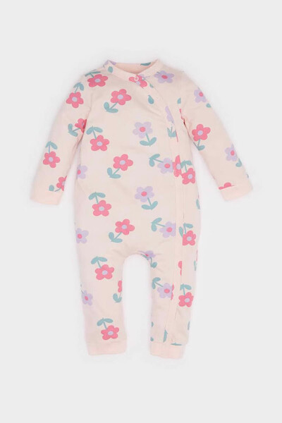 DeFacto Newborn Floral Combed Cotton Pink Baby Girl Romper E9992A5/Pn367