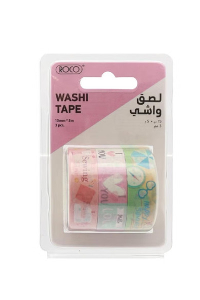 Roco مجموعة شريط واشي، 3 بكرات، 5 أمتار × 15 مم، ألوان متنوعة