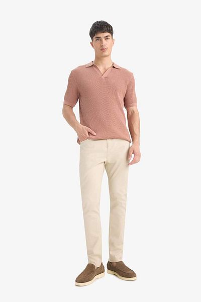 DeFacto New Season 100% Cotton Standard Fit Polo Neck Short Sleeve Knitwear T-Shirt