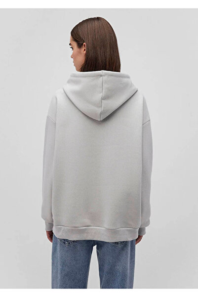 Mavi Logo Printed Hooded Gray Women's Sweatshirt M1600361-34322
