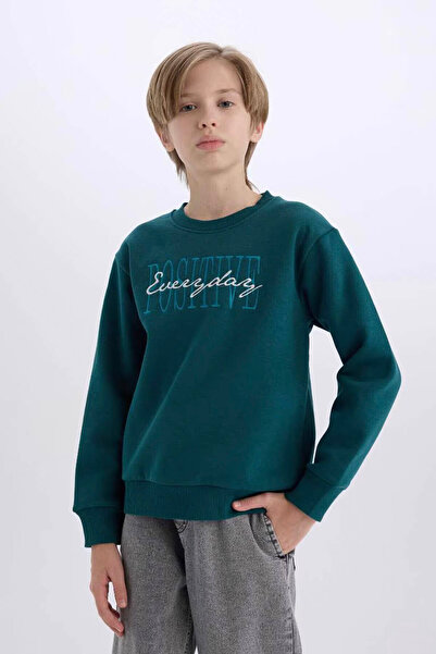 DeFacto Zeleni dečački sweatshirt sa okruglim izrezom i printom D3036A8/GN146