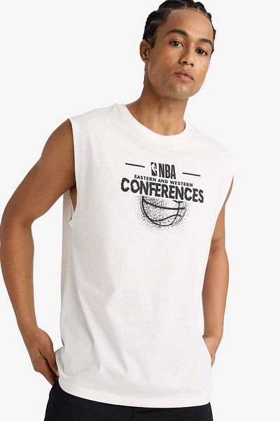DeFacto New Season Defactofit Nba Wordmark Boxy Fit Crew Neck Tank Top