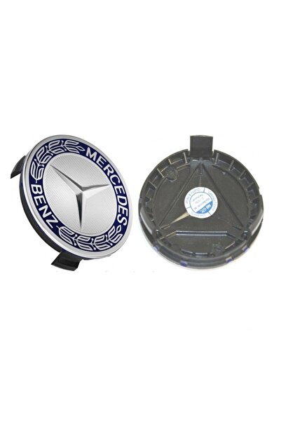 MERCEDES Set 4 Wheel Covers 75mm for Alloy Rims, Blue + LED Auto Bulb W5W, Xstorm