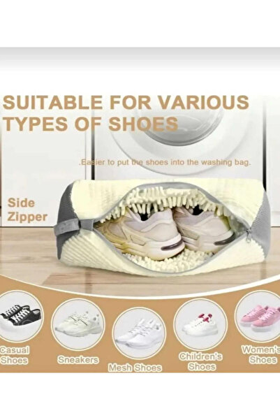 Single Shoe washing bag special pasta fabric zippered large size microfiber white color