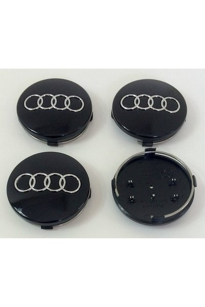 BLACK Set 4 capace centrale de roată 60mm pentru jante din aliaj Audi A3, A4, A5, A6, A7, A8, Q3, Q5, Q7