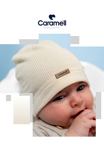 Caramell %100 Pamuk Bebek Şapkas Triko Dış & Penye İç (1-12 Ay Uyumlu)