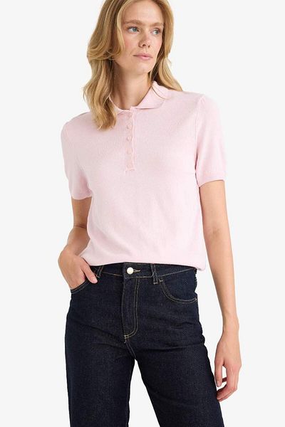 DeFacto New Season Fitted Polo Neck Short Sleeve Knitwear Sweater
