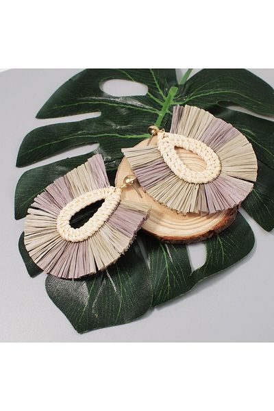 lor Extra Large Bamboo Raffia Earrings