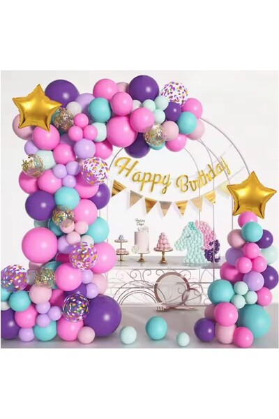 Flippy Happy Birthday Balloon Arch Set - Latex, Mix of 127 Colored Balloons