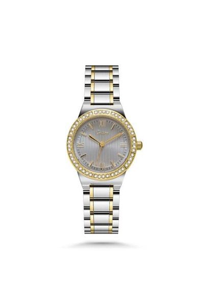 catera Women's Silver and Gold Steel Watch with Grey Dial
