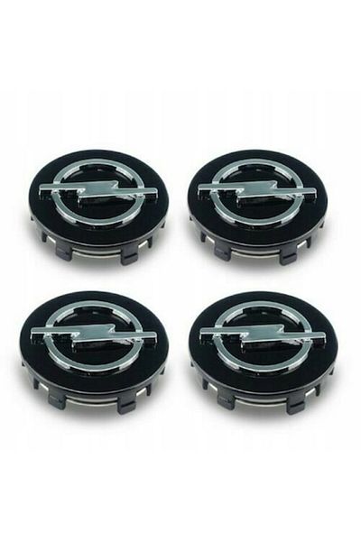 Opel Set 4 Emblems for Alloy Wheels 59mm, Black
