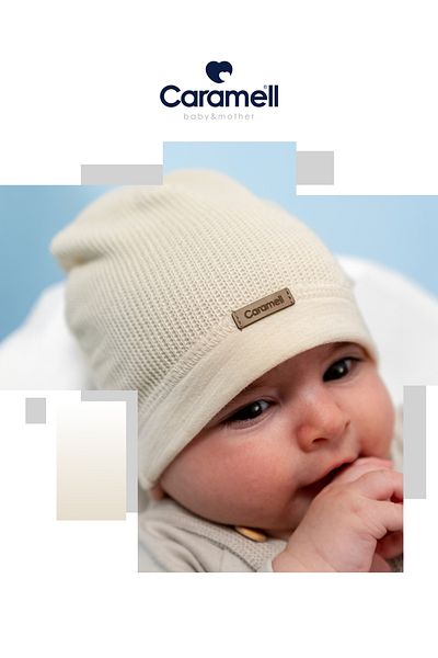 Caramell 100% Cotton Baby Hat Knitwear Outer & Combed Cotton Inner (Compatible with 1-12 Months)