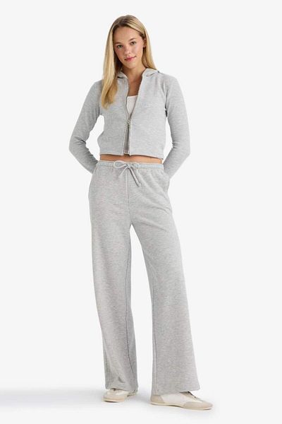 DeFacto New Season Straight Fit Basic Plain Wide Leg Sweatpants with Laced Waist