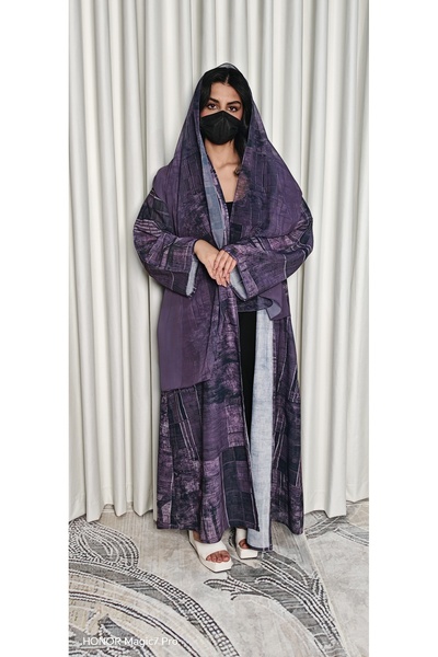 Elegance and beauty عباية لنن هندي قماش مطبوعات