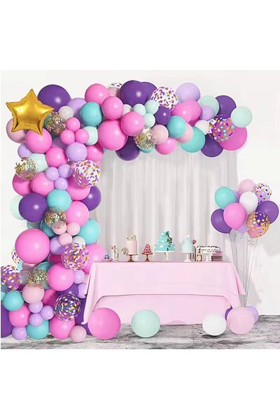 OEMN Set of 127 Latex Party Balloons, Happy Birthday Decoration, Multicolored Arch and Party