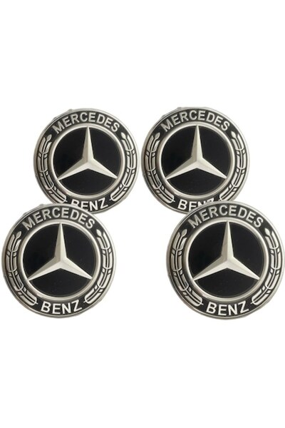 MERCEDES Σετ 4 καπάκια ζαντών Mercedes, Μαύρο, 75mm