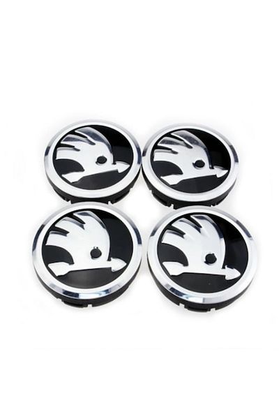 OEM Set of 4 Wheel Center Caps, 56mm, Compatible with Skoda Alloy Wheels